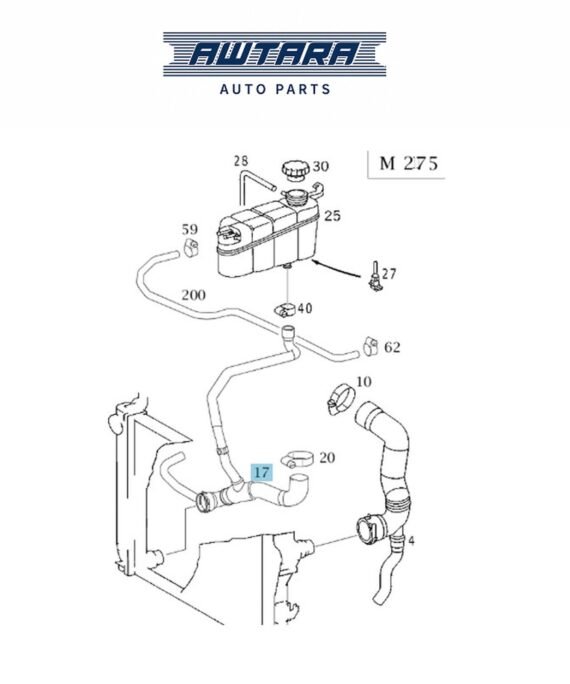 MERCEDES BENZ GENUINE RADIATOR BOTTOM HOSE A2205014782
